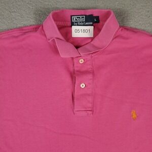 Ralph Lauren Polo Shirt Mens Size Large Pink Pony Casual Short Sleeve